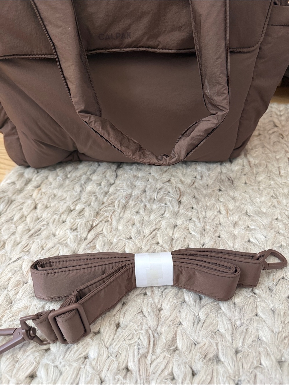 Calpak Quilted Chocolate Brown Baby Tote - Picture 3 of 5